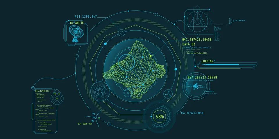 Futuristic HUD interface for planetary geological exploration. イラスト素材