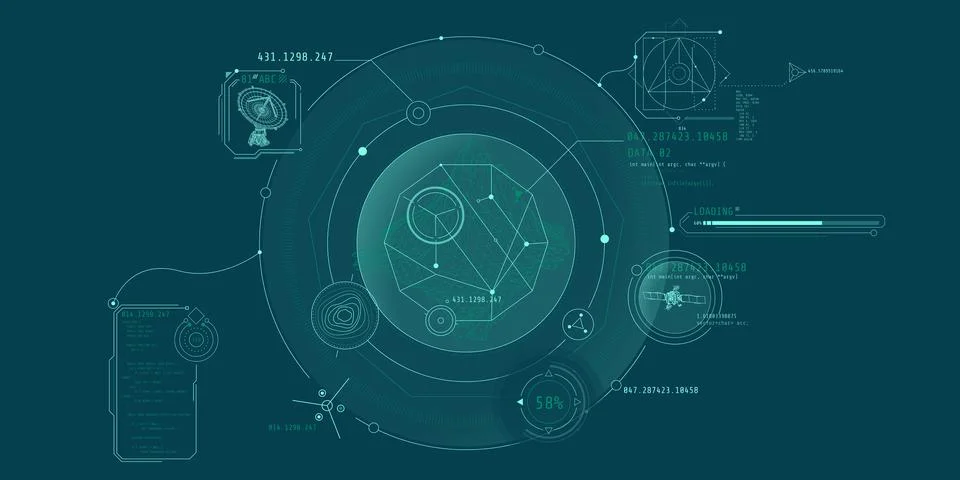 Futuristic HUD interface for planetary geological exploration. Illustration