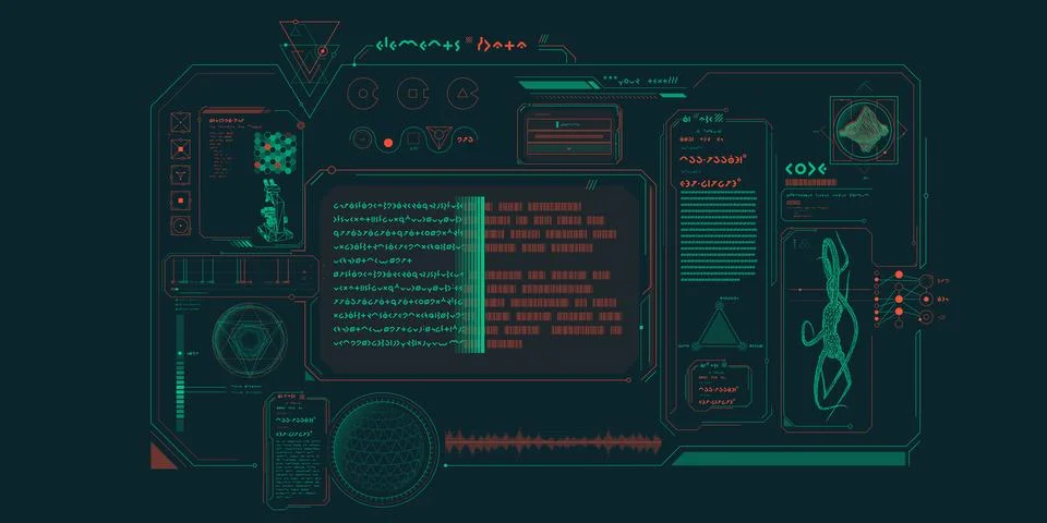Futuristic HUD interface for processing data. Stock Illustration
