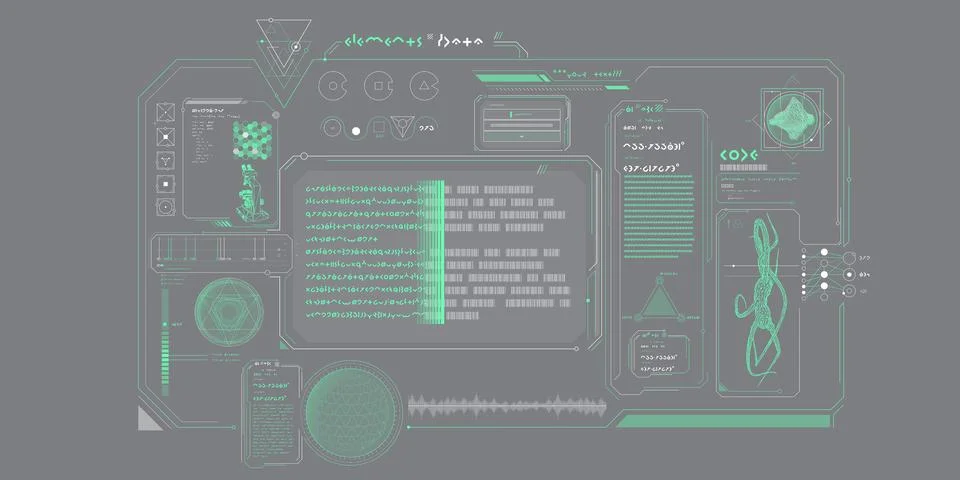 Futuristic HUD interface for processing data. Illustrazione stock