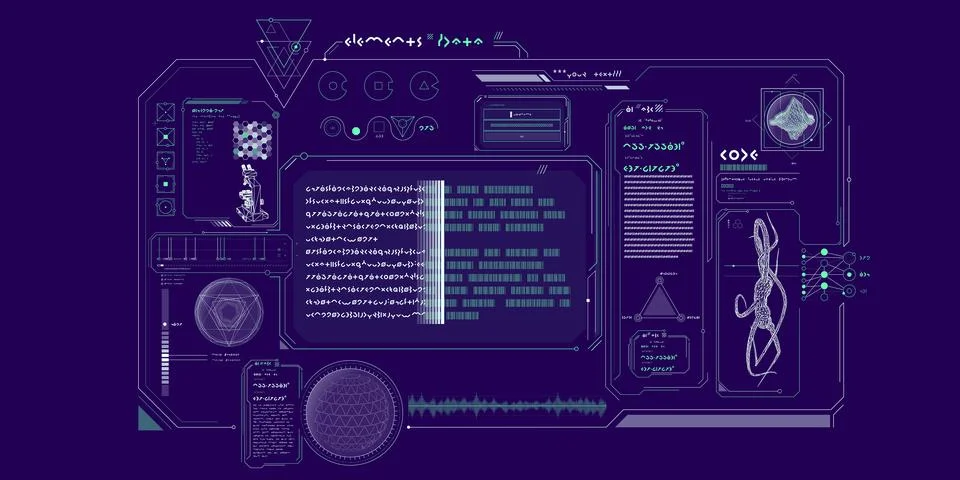 Futuristic HUD interface for processing data. Stock Illustration
