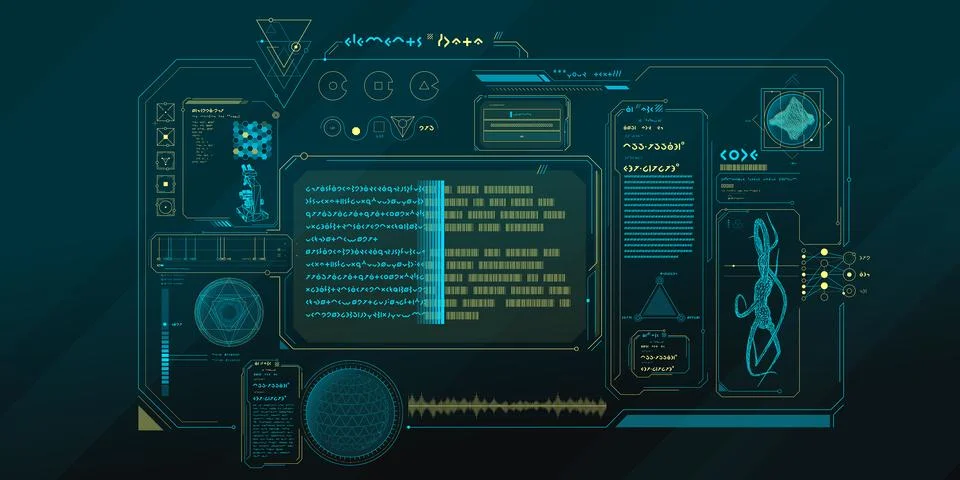 Futuristic HUD interface for processing data. Stockillustratie