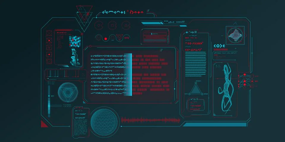 Futuristic HUD interface for processing data. Stock Illustration
