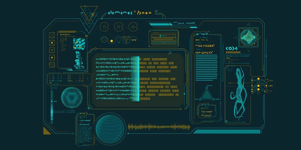 Futuristic HUD interface for processing data. Stock Illustration