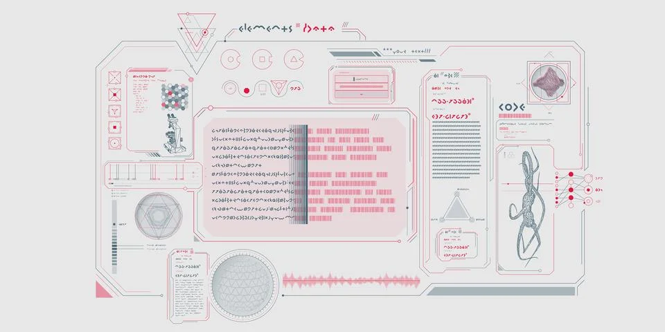 Futuristic HUD interface for processing data. Illustrazione stock