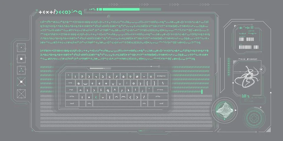 Futuristic HUD interface for processing server data. Stock Illustration