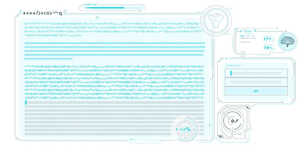 Futuristic HUD interface for processing server data. Illustrazione stock