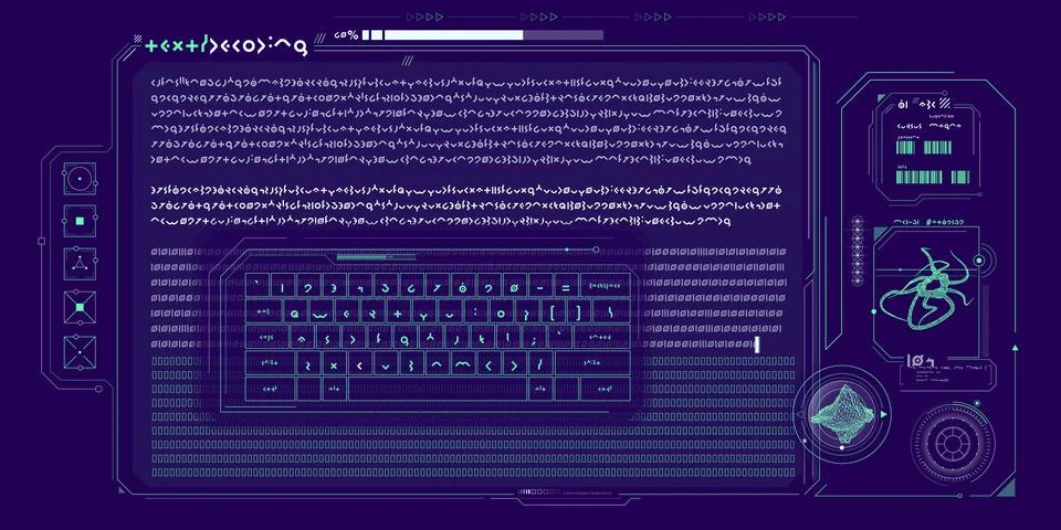 Futuristic HUD interface for processing server data. Stock Illustration
