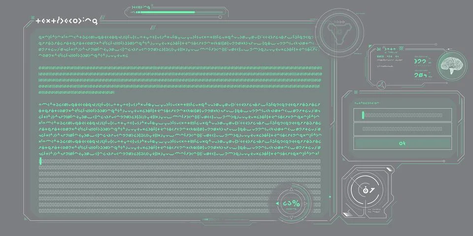 Futuristic HUD interface for processing server data. Stock Illustration