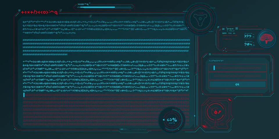 Futuristic HUD interface for processing server data. Stock Illustration