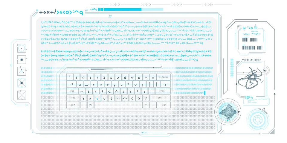 Futuristic HUD interface for processing server data. Stock Illustration