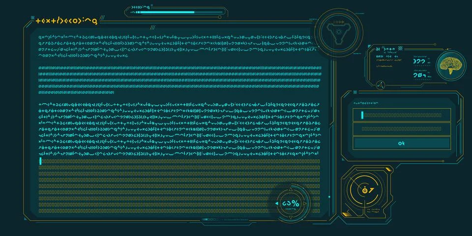 Futuristic HUD interface for processing server data. Stock Illustration