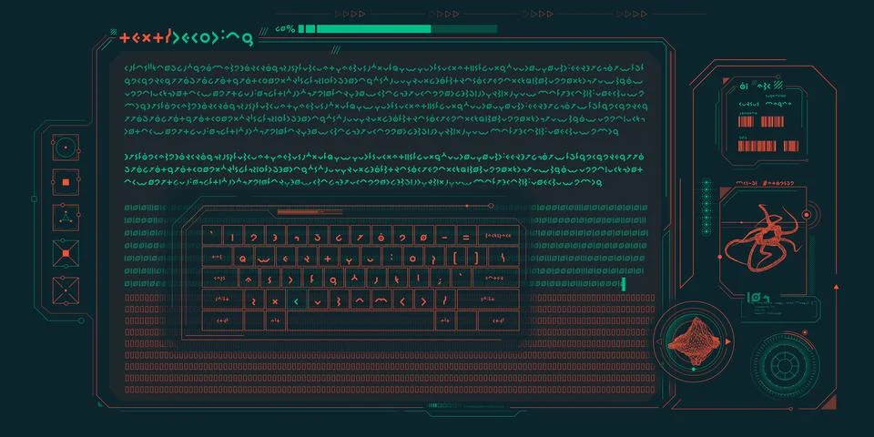 Futuristic HUD interface for processing server data. Stock Illustration