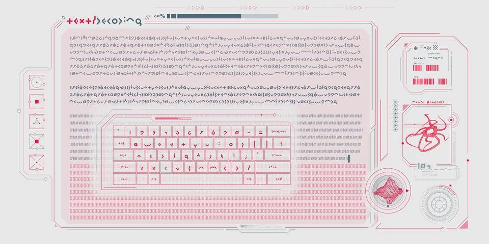 Futuristic HUD interface for processing server data. Stock Illustration
