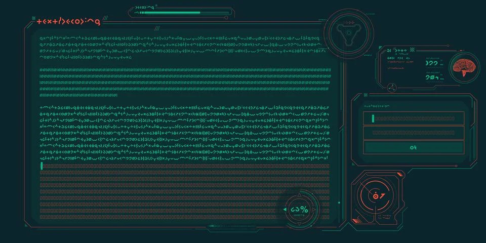 Futuristic HUD interface for processing server data. Stock Illustration