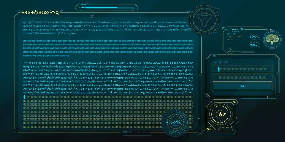 Futuristic HUD interface for processing server data. Stock Illustration