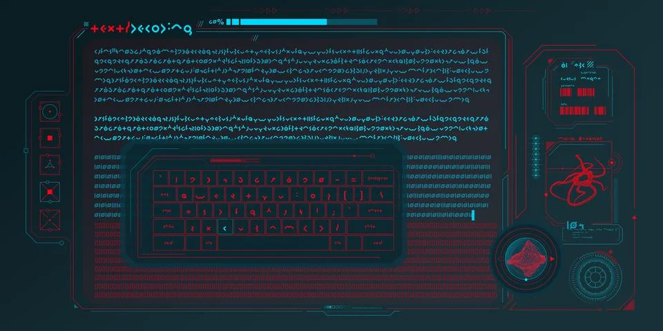 Futuristic HUD interface for processing server data. Illustrazione stock