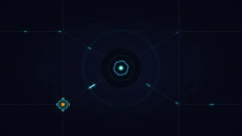 Futuristic hud interface with pulsing data nodes and network connectivity a.. Vidéo 344861366