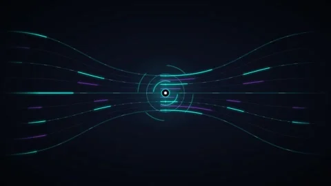 Futuristic hud interface with pulsing neon data streams and digital circula.. Stock Footage 337561333
