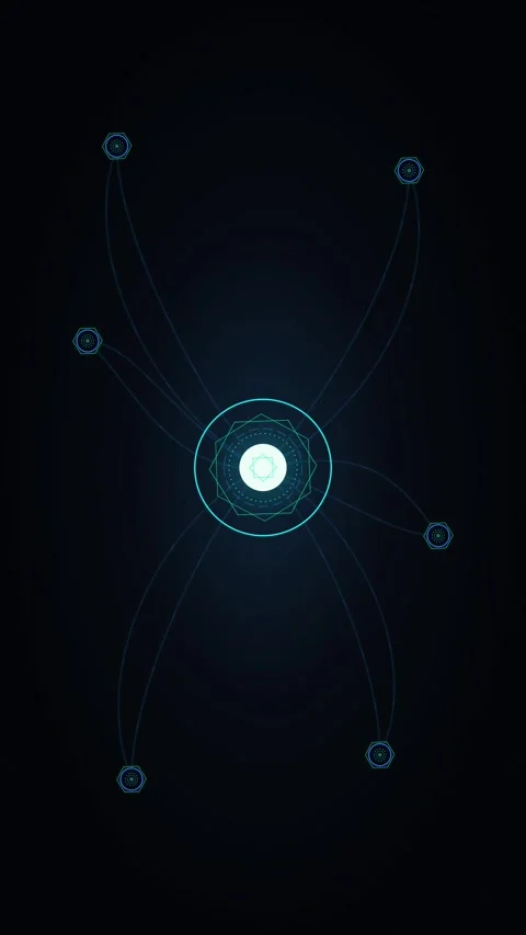 Futuristic hud interface with pulsing neon data nodes and network connectiv.. Stock Footage 348283450