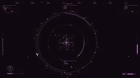 Futuristic HUD Interface with Purple Telemetry Data and Sci-fi Tactical Dis.. Stock Footage 334094040
