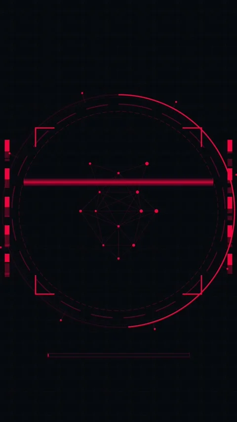 Futuristic HUD Interface with Red Geometric Data Overlay Stock Footage 346206953