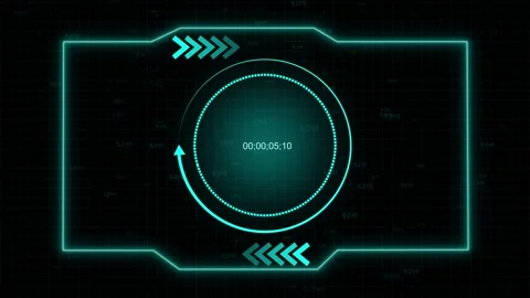 Futuristic hud interface with repeating numbers and countdown timer animati.. Video stock 337366417