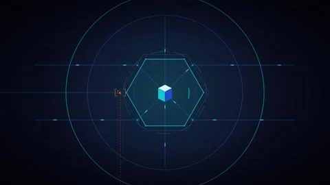 Futuristic hud interface with rotating 3D cube and digital scanning data ov.. Stock Footage 344861581