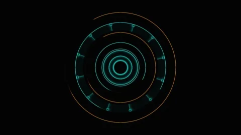 Futuristic HUD interface rotating on a black background loop video in scien.. 動画素材 343249180