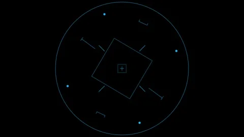 Futuristic HUD interface with rotating blue geometric elements Stock Footage 317548643