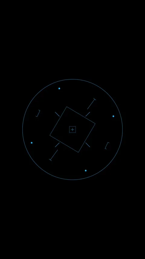Futuristic HUD interface with rotating blue geometric elements, vertical format Stock Footage 340130853