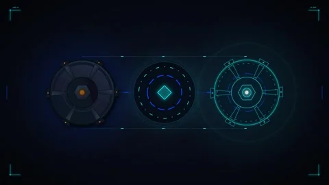 Futuristic hud interface with rotating circular data and digital scanning a.. Stock Footage 337566755