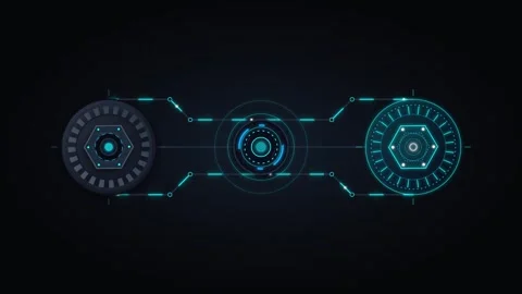 Futuristic hud interface with rotating circular data and digital connectivi.. Stock Footage 337566791