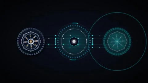 Futuristic hud interface with rotating circular and digital data processing.. Stock Footage 337566823