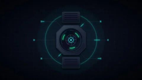 Futuristic hud interface with rotating circular scanner and digital data he.. Stock Footage 344852265