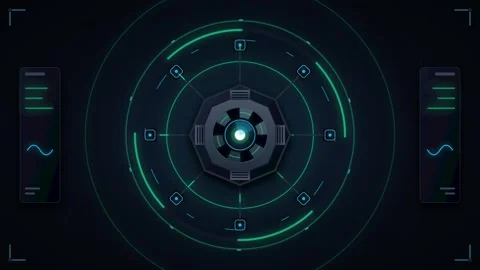 Futuristic hud interface with rotating circular scanning radar and digital .. Stock-Footage 344852268