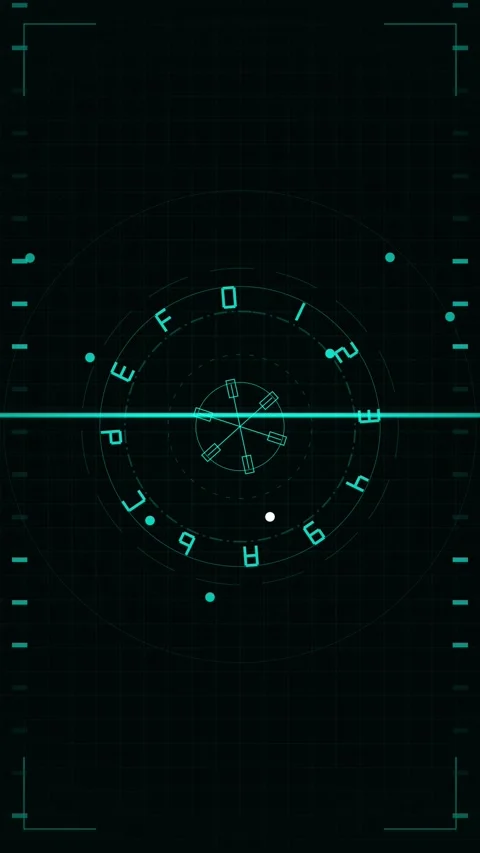 Futuristic HUD Interface with Rotating Circular Data and Digital Elements Stock Footage 346205339
