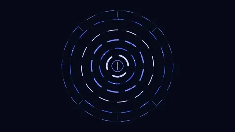 Futuristic hud interface with rotating concentric circles and center crossh.. Vídeos de archivo 348215354