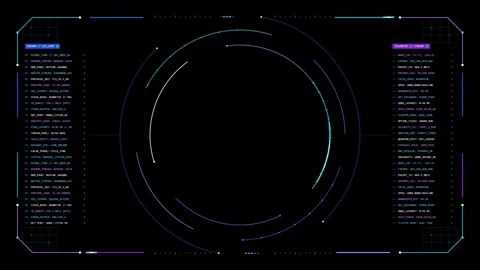 Futuristic HUD Interface with Rotating Data Rings Stock Footage 347004786