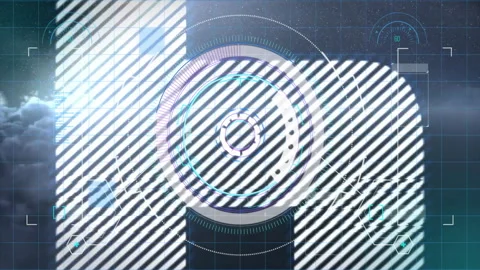 Futuristic HUD interface with rotating elements and data processing animation Stock Footage 304191546