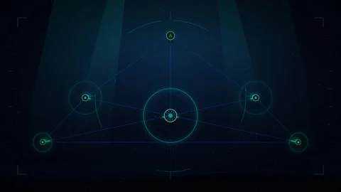 Futuristic hud interface with rotating geometric data nodes and cybernetic .. Stock Footage 344852304