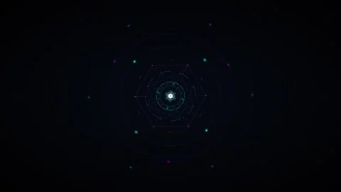 Futuristic hud interface with rotating geometric patterns and data nodes mo.. 스톡 동영상 344863365