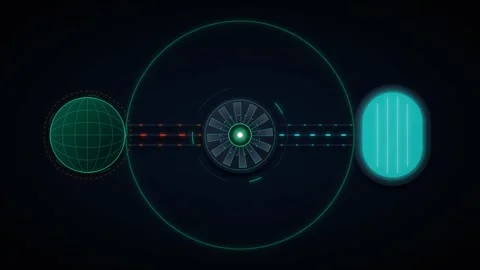 Futuristic hud interface with rotating globe and data processing animation .. Stock Footage 337566278