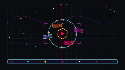 Futuristic hud interface with rotating hexagon and data scanning animation .. Stockbeeldmateriaal 347147339