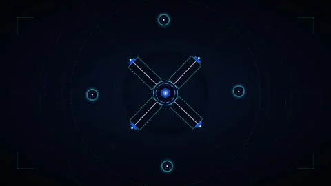 Futuristic hud interface with rotating mechanical core and digital scanning.. Stock Footage 337566963