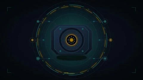 Futuristic hud interface with rotating mechanical core and digital data sca.. Stock-Footage 344852289