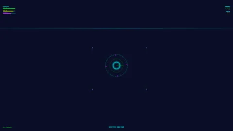 Futuristic HUD Interface with Rotating Neon Rings Stock Footage 328353772
