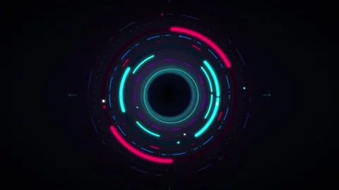 Futuristic hud interface with rotating neon circular and digital data scan .. Stock Footage 337561355