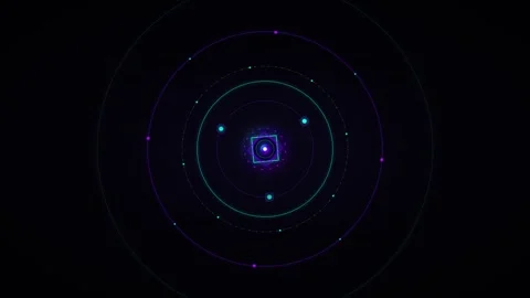 Futuristic hud interface with rotating neon rings and glowing data particle.. Stock Footage 337566752