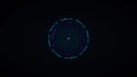 Futuristic hud interface with rotating neon cyan circular data scanning ani.. Video stock 344863301